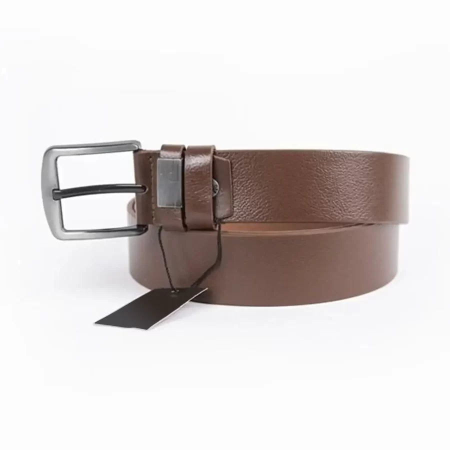 Brown Mens Belt For Jeans Wide Genuine Leather ST01003 3