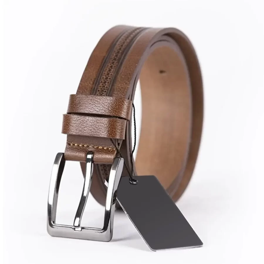 Brown Mens Belt For Suit Laser Cut Leather ST00777 8