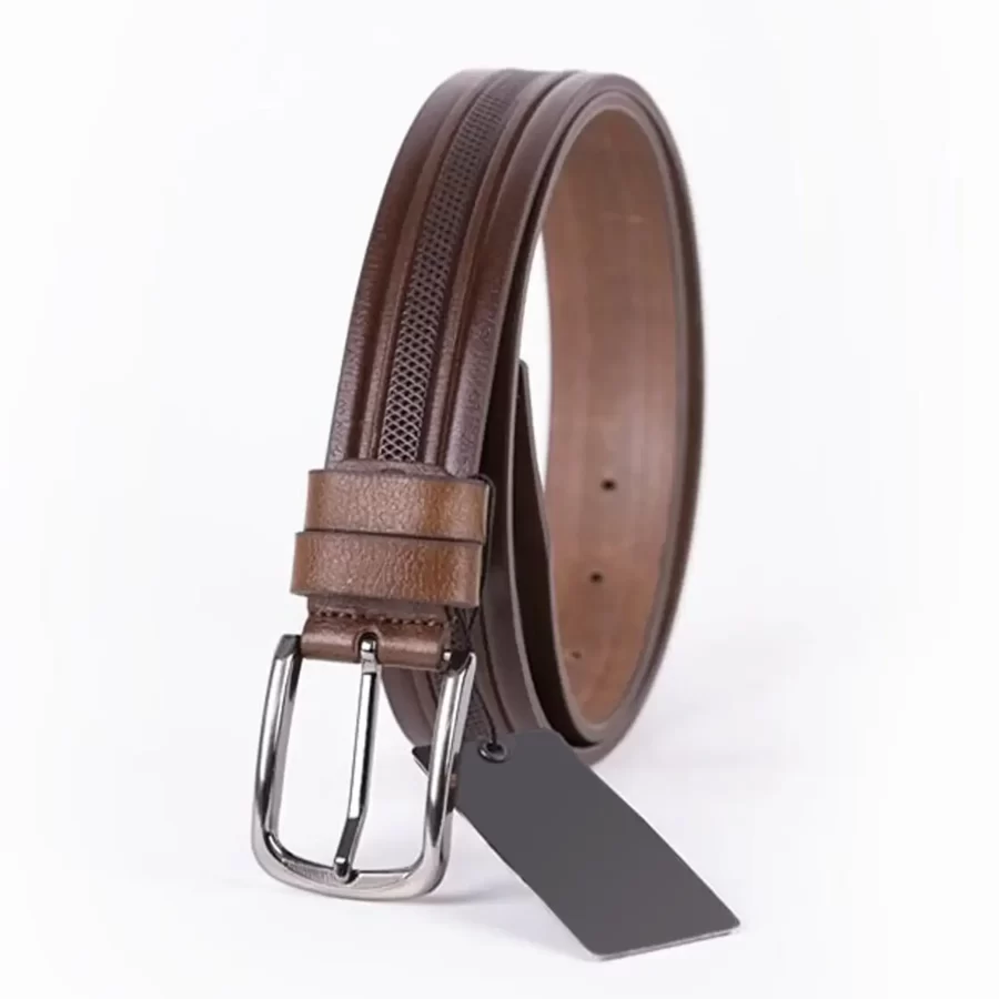 Brown Mens Belt For Suit Laser Cut Leather ST00780 5