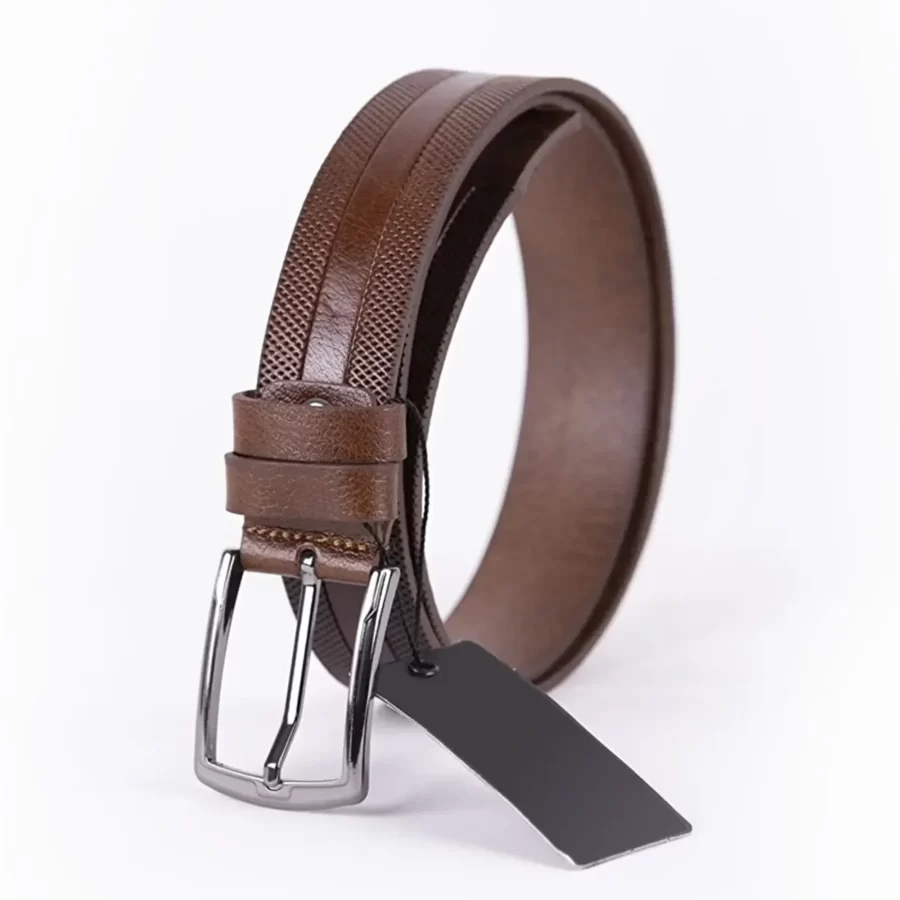 Brown Mens Belt For Suit Laser Cut Leather ST00787 3