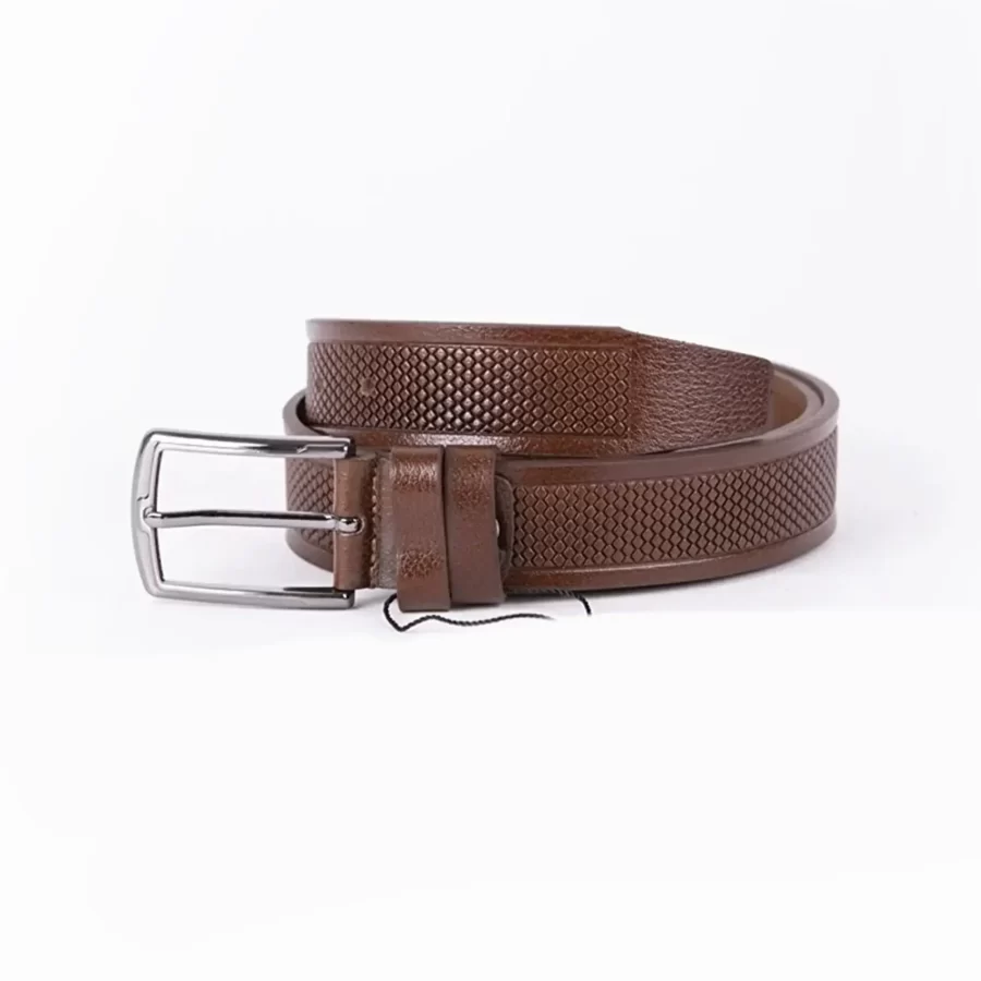 Brown Mens Belt For Suit Laser Cut Leather ST01088 2