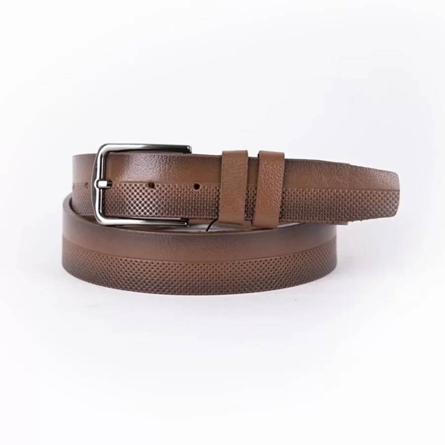 Brown Mens Belt For Suit Laser Cut Leather ST01090 1