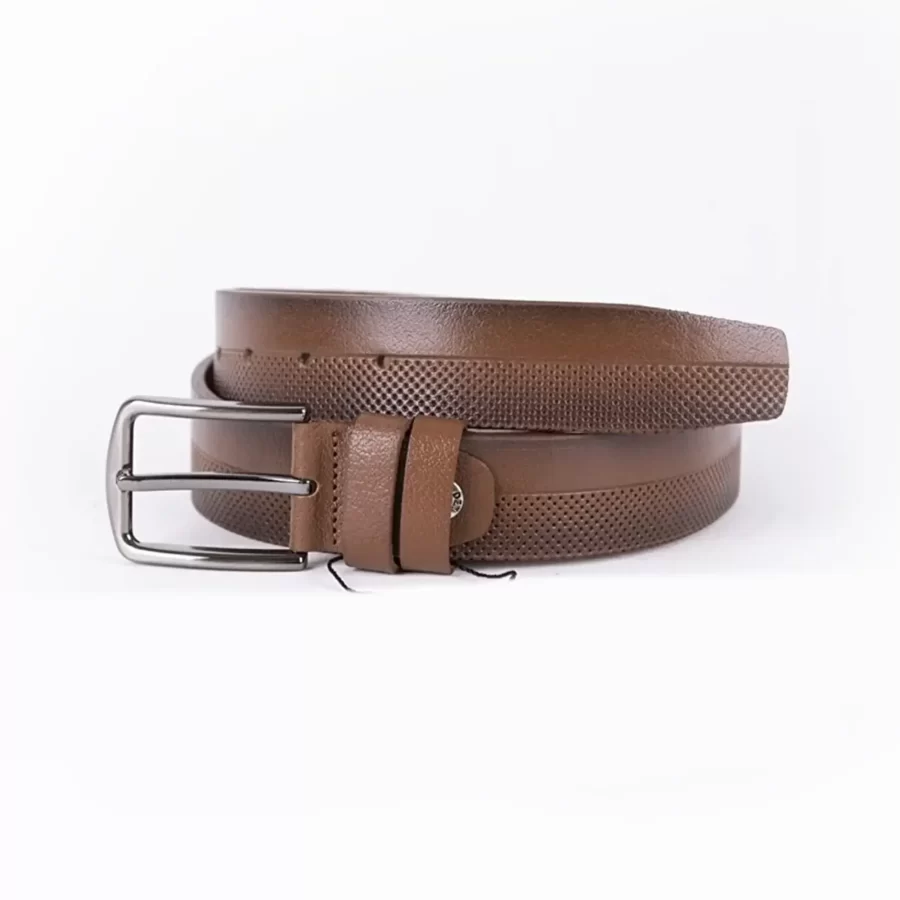 Brown Mens Belt For Suit Laser Cut Leather ST01090 2