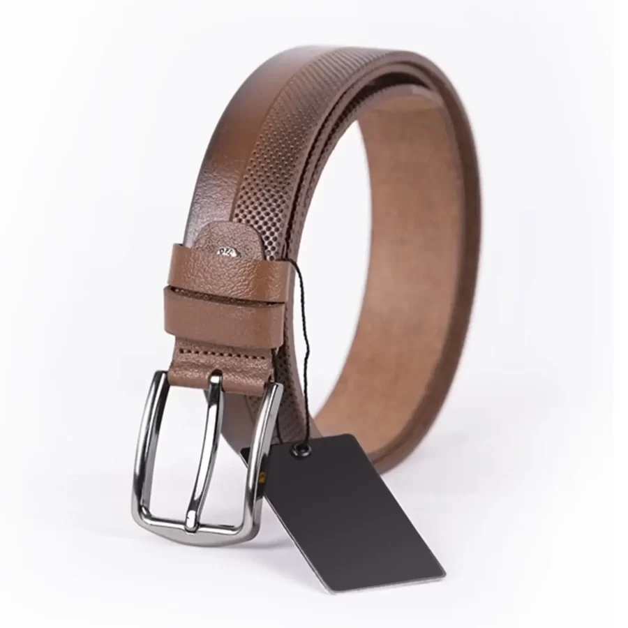Brown Mens Belt For Suit Laser Cut Leather ST01090 3
