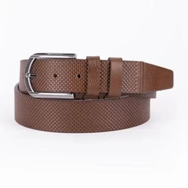 Brown Mens Belt For Suit Perforated Leather ST01055 1