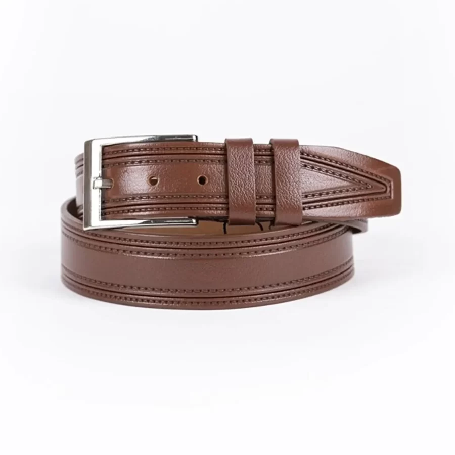 Brown Mens Belt Jeans Grain Leather ST01312 4