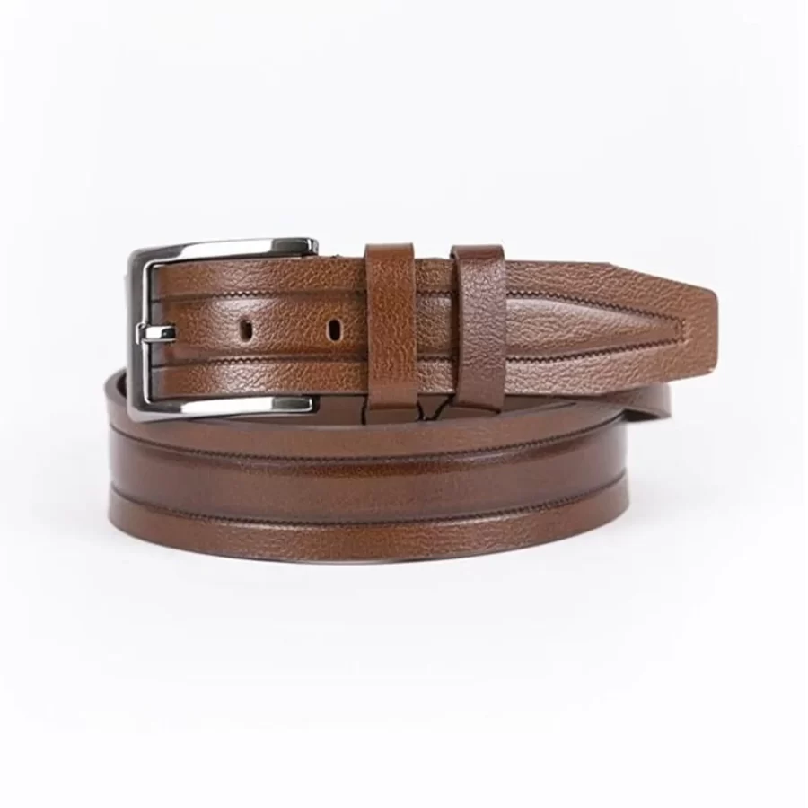 Brown Mens Belt Jeans Grain Leather ST01316 1