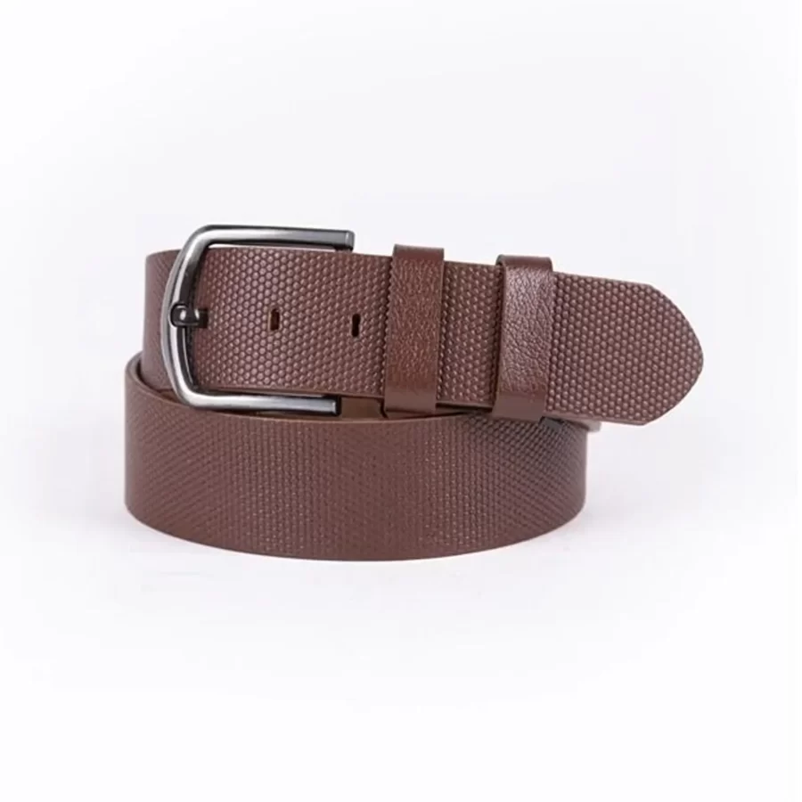 Brown Mens Belt Wide Casual Grain Leather ST01284 4