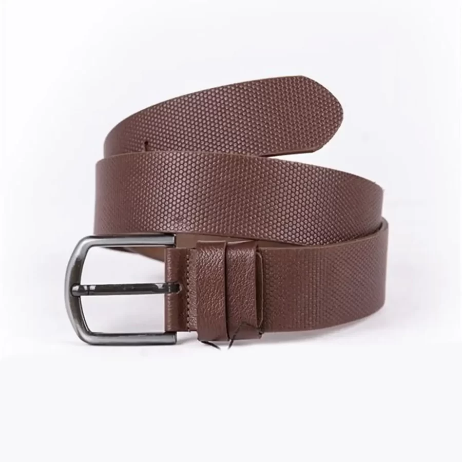 Brown Mens Belt Wide Casual Grain Leather ST01284 5