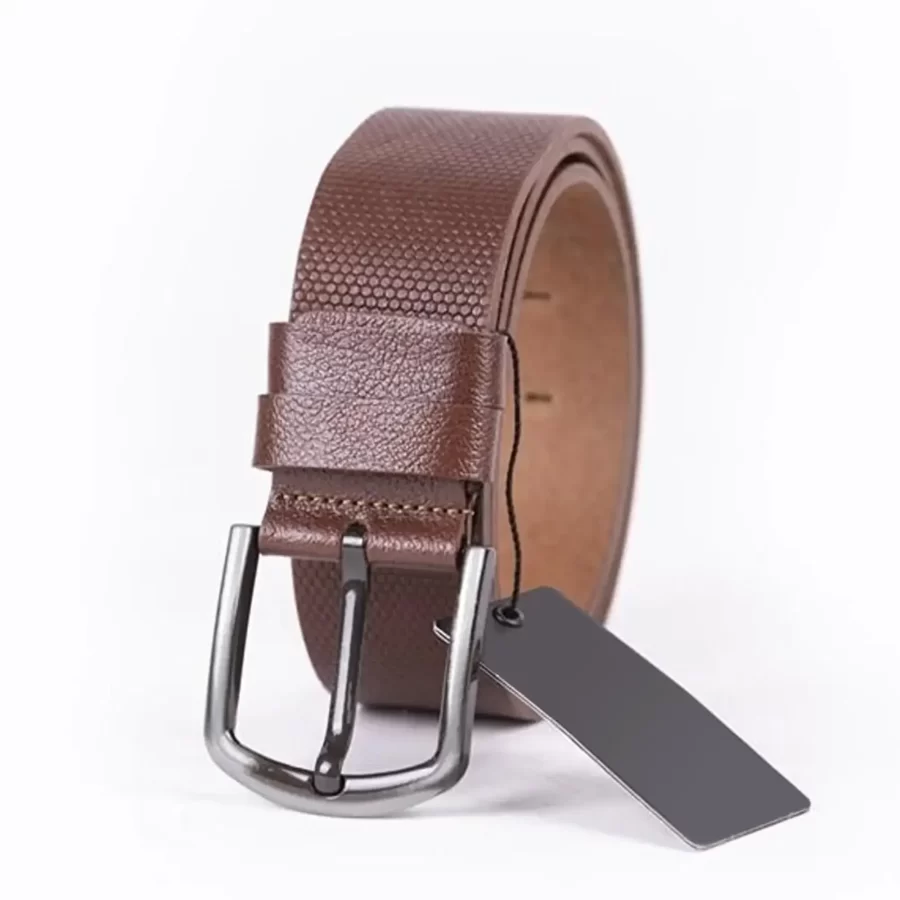 Brown Mens Belt Wide Casual Grain Leather ST01284 6