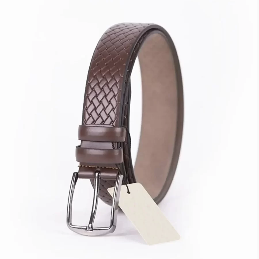 Brown Mens Vegan Leather Belt Dress ST00895 6