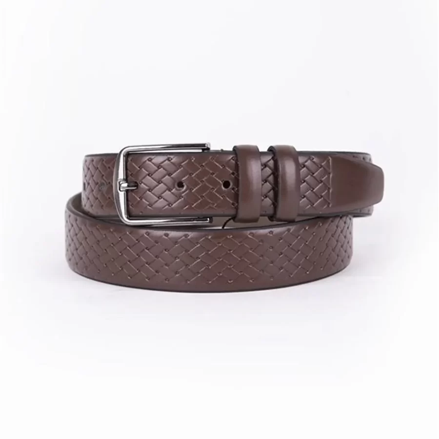 Brown Mens Vegan Leather Belt Dress ST008958 1