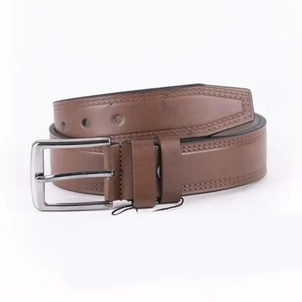 Brown Mens Vegan Leather Belt For Jeans ST00912 4