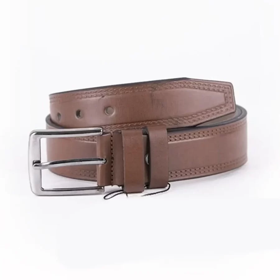 Brown Mens Vegan Leather Belt For Jeans ST00912 4