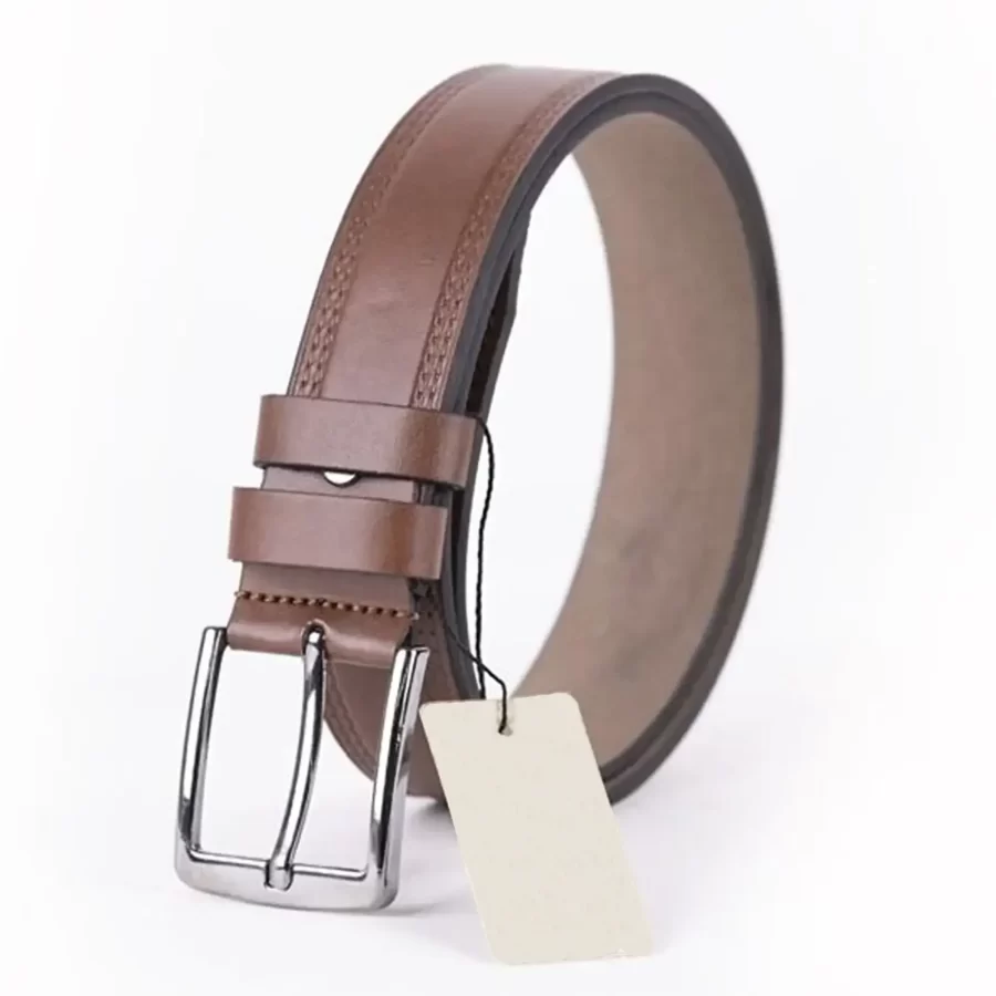 Brown Mens Vegan Leather Belt For Jeans ST00912 5