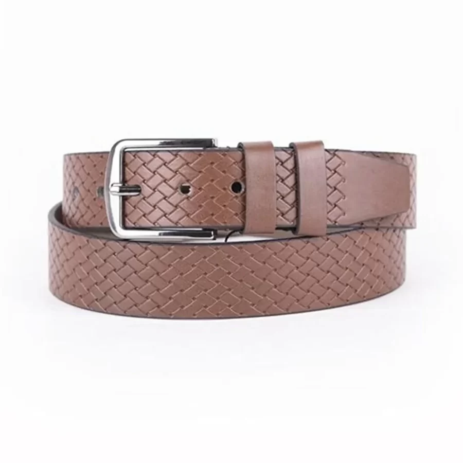 Brown Mens Vegan Leather Belt For Jeans ST00938 1