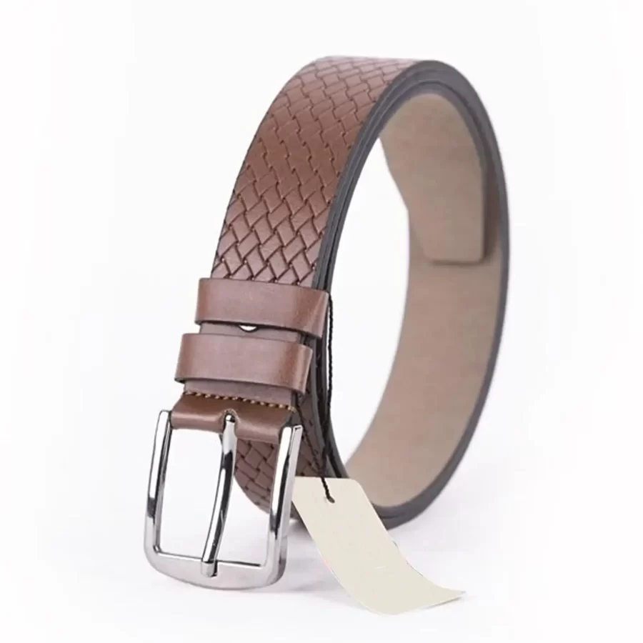 Brown Mens Vegan Leather Belt For Jeans ST00938 3