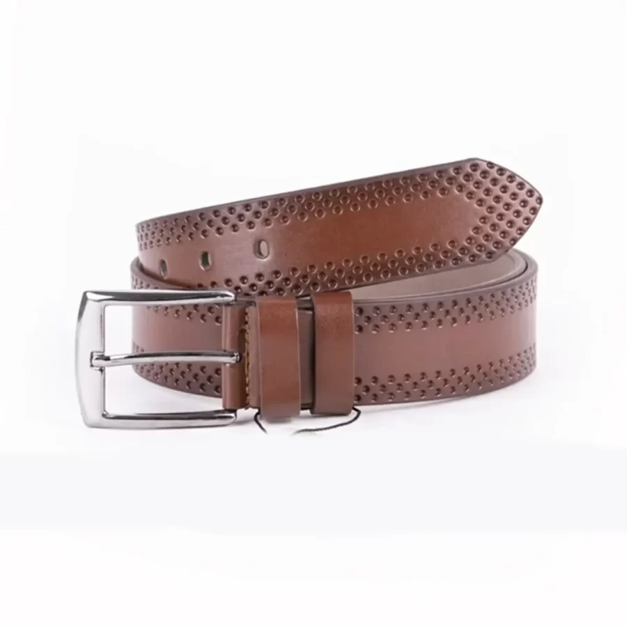 Brown Mens Vegan Leather Belt For Jeans TYC00123703723 2