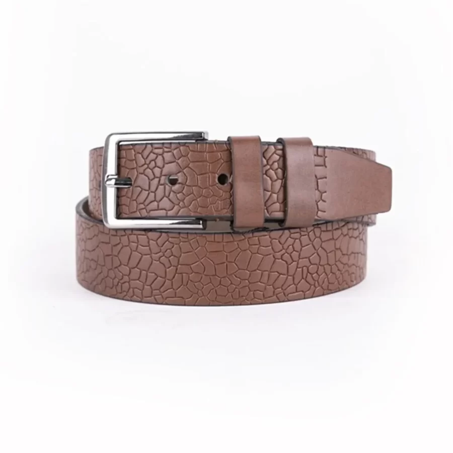 Brown Mens Vegan Leather Belt Unique Emboss For Jeans TYC00124038925 1