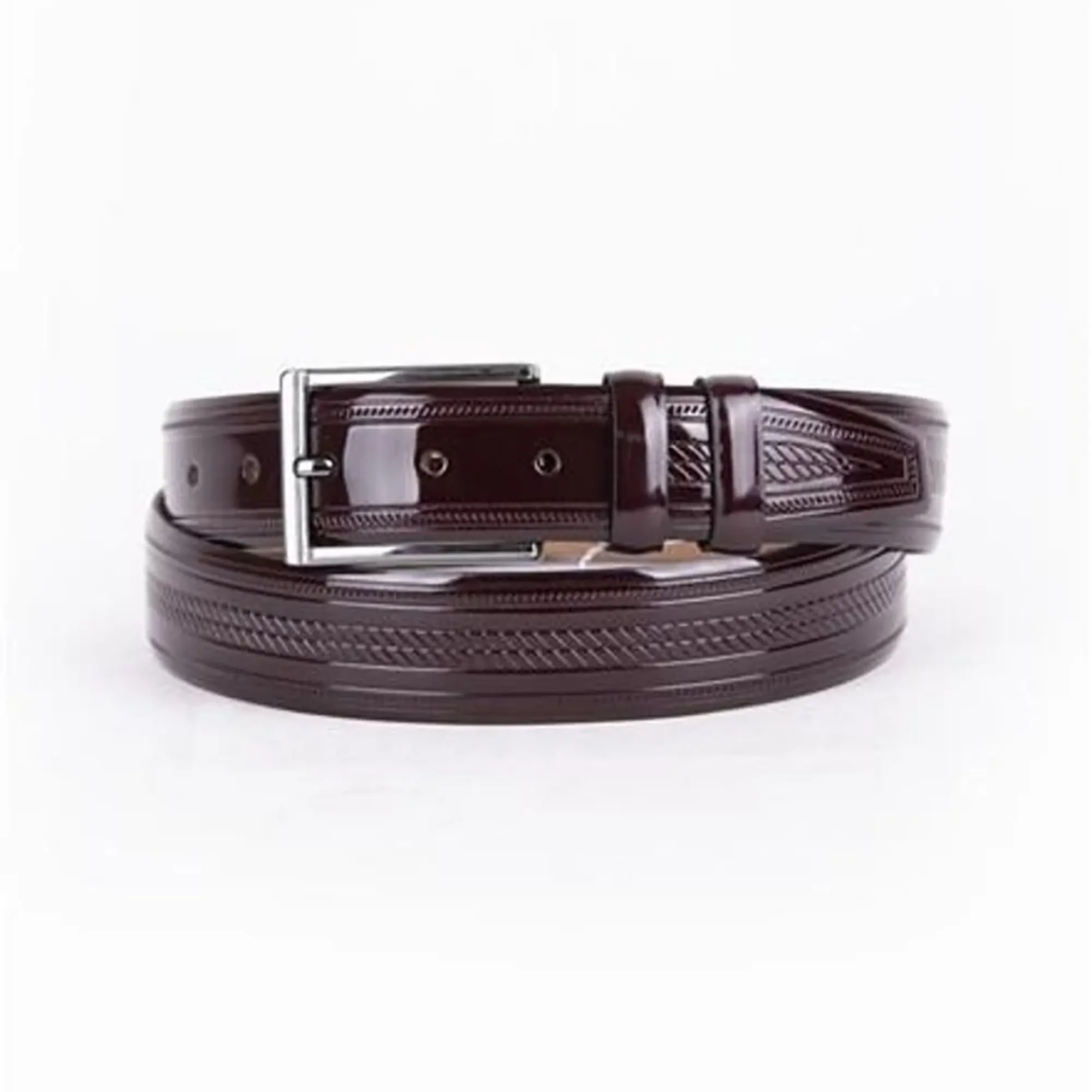 Burgundy Bordo Mens Belt Dress Patent Leather ST01415 1