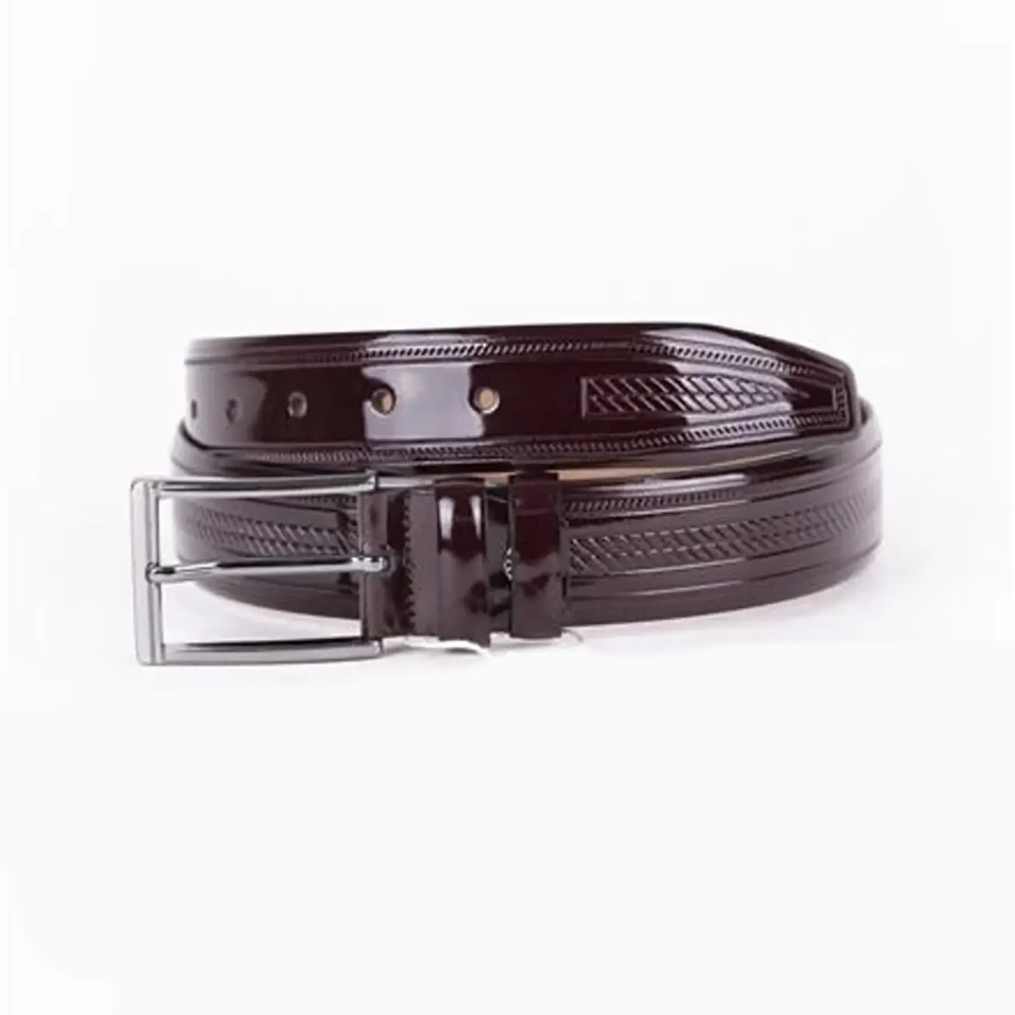Burgundy Bordo Mens Belt Dress Patent Leather ST01415 2