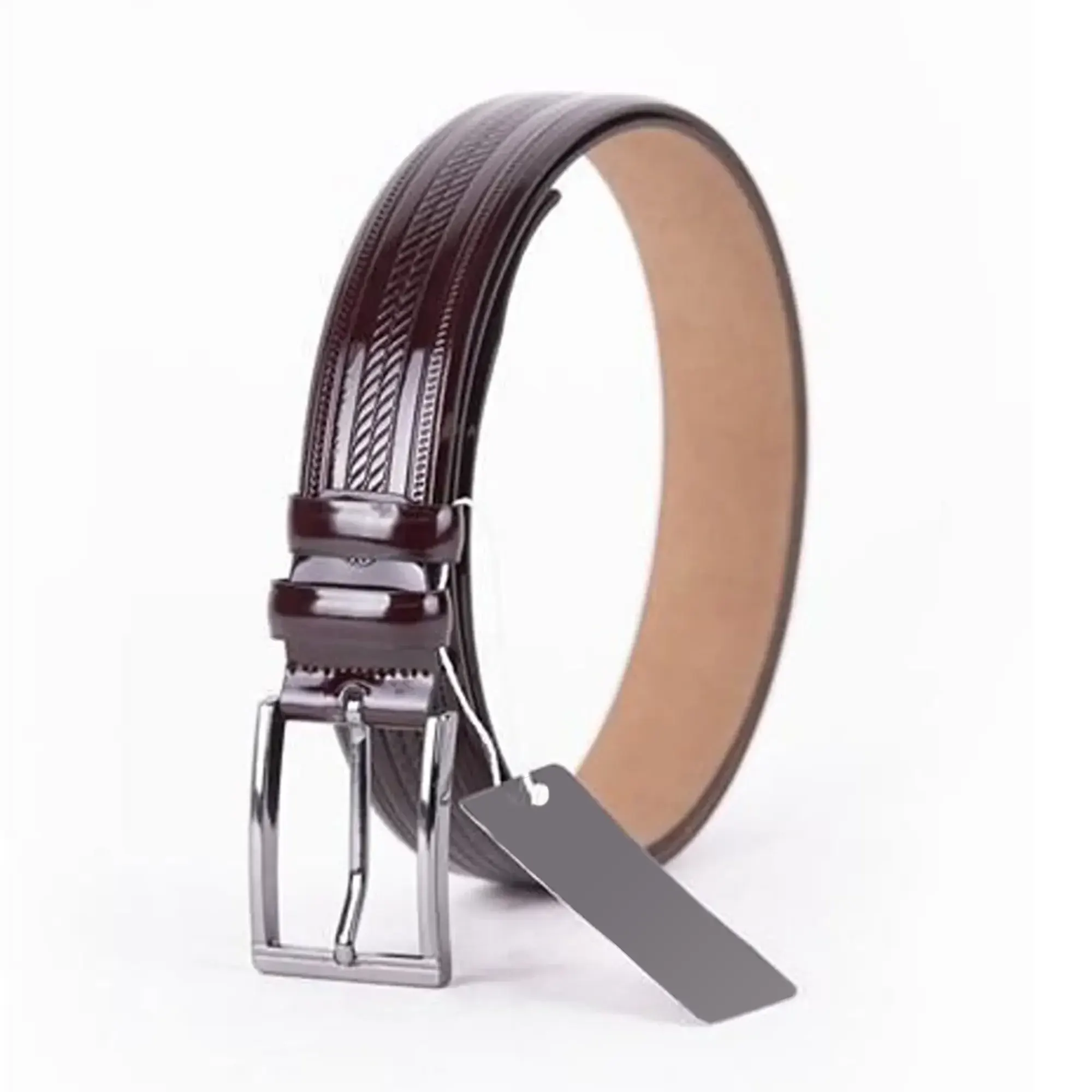 Burgundy Bordo Mens Belt Dress Patent Leather ST01415 3