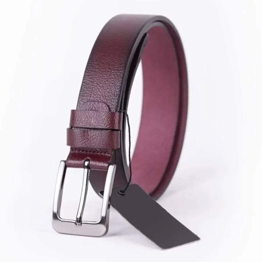 Burgundy Mens Belt Dress Genuine Leather MID01 6 1