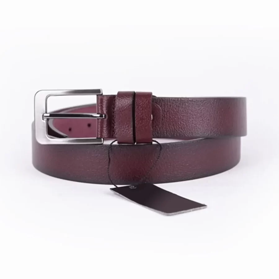 Burgundy Mens Belt Dress Genuine Leather MID01 6 2