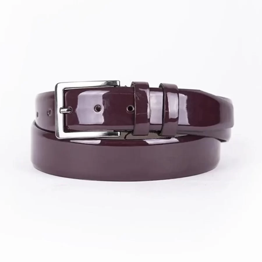 Burgundy Mens Belt Dress Patent Leather ST00811 4