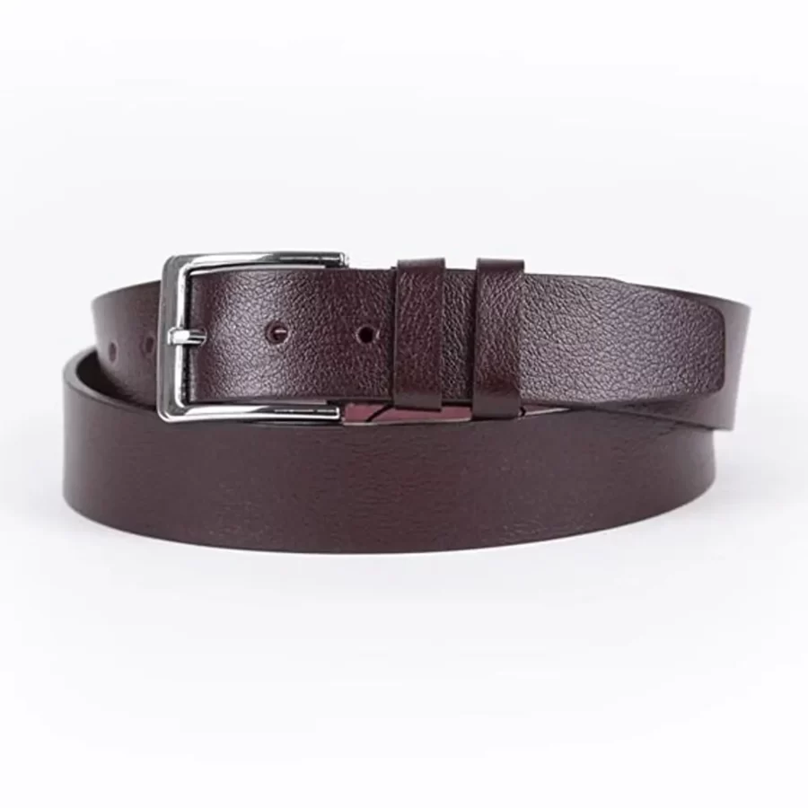 Burgundy Mens Belt For Jeans Wide Genuine Leather ST01000 7