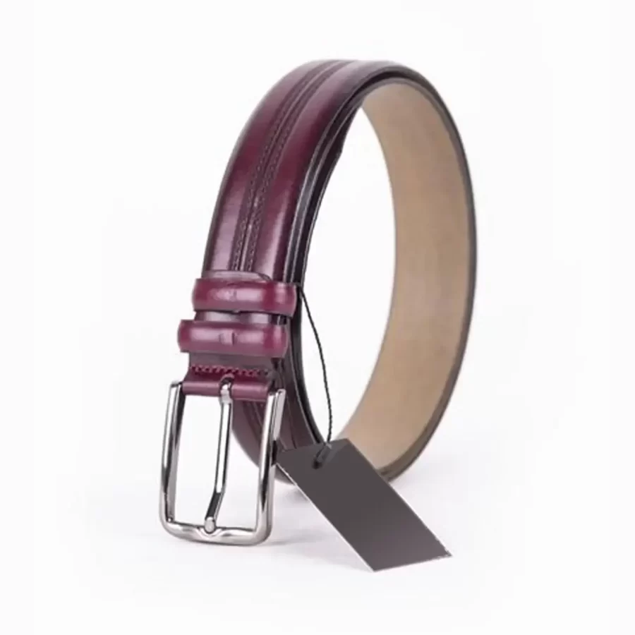 Burgundy Mens Belt For Pants Genuine Leather ST01469 7
