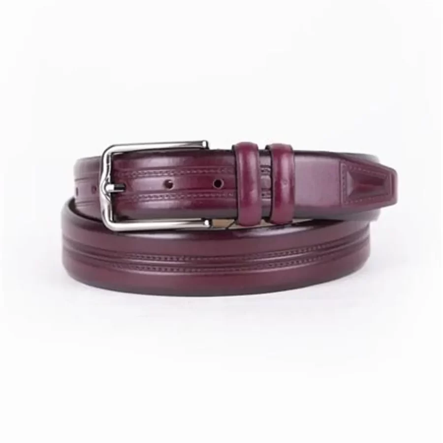 Burgundy Mens Belt For Pants Genuine Leather ST01469 8