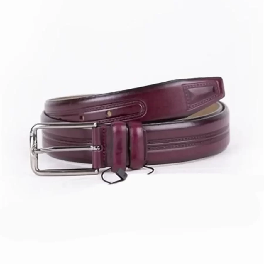 Burgundy Mens Belt For Pants Genuine Leather ST01469 9