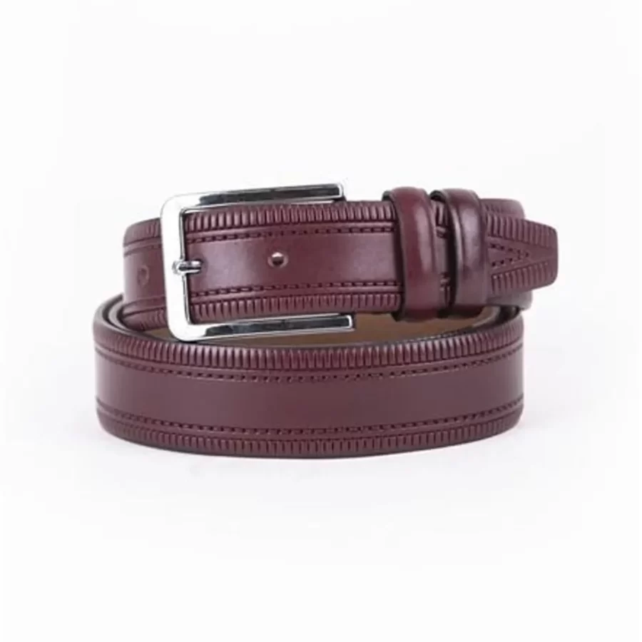 Burgundy Mens Belt For Pants Genuine Leather ST01497 1