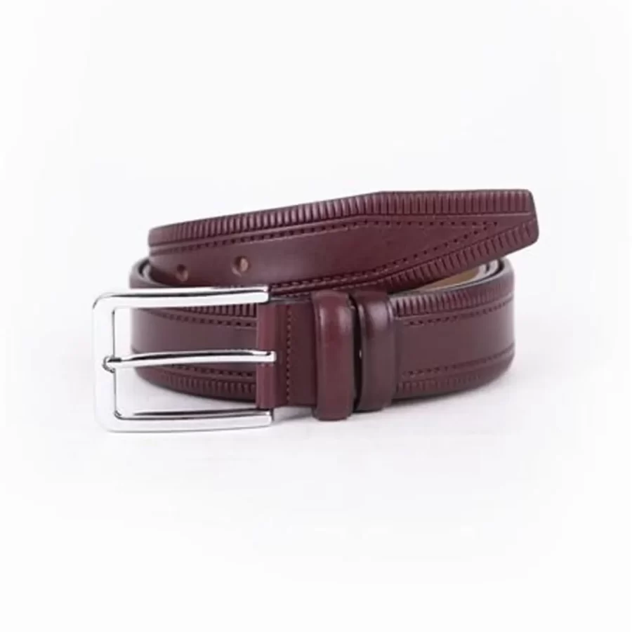 Burgundy Mens Belt For Pants Genuine Leather ST01497 2
