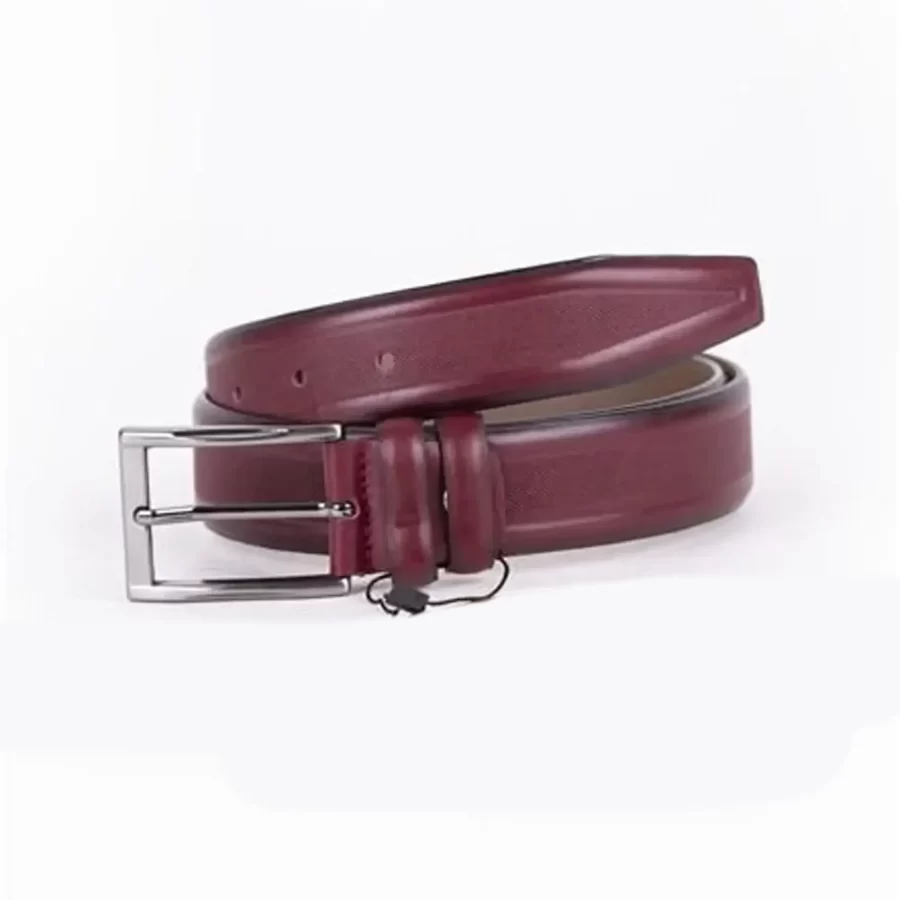 Burgundy Mens Belt For Pants Genuine Leather ST01499 2