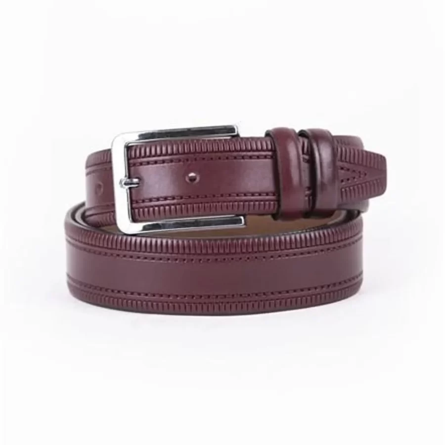 Burgundy Mens Belt For Pants Genuine Leather ST01500 4