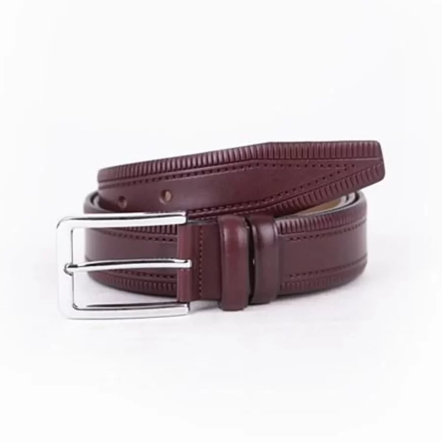 Burgundy Mens Belt For Pants Genuine Leather ST01500 5