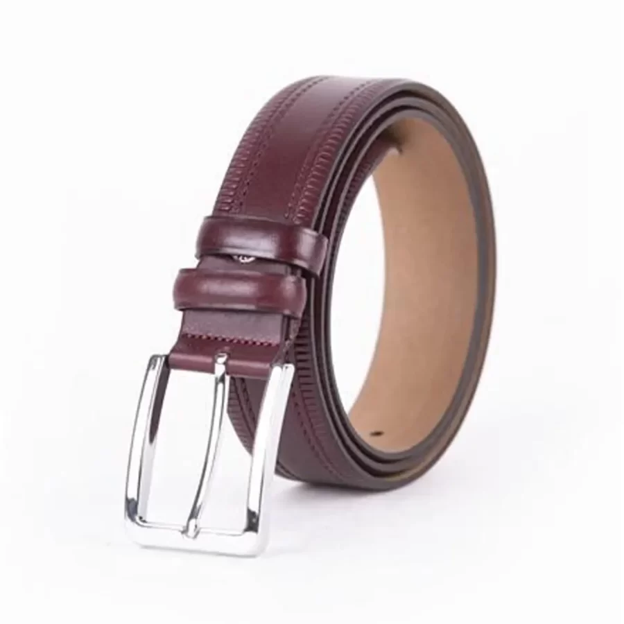 Burgundy Mens Belt For Pants Genuine Leather ST01500 6