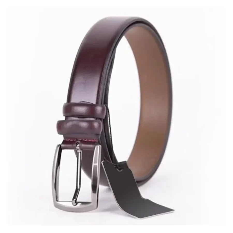 Burgundy Mens Belt For Suit Genuine Leather ST00140 12