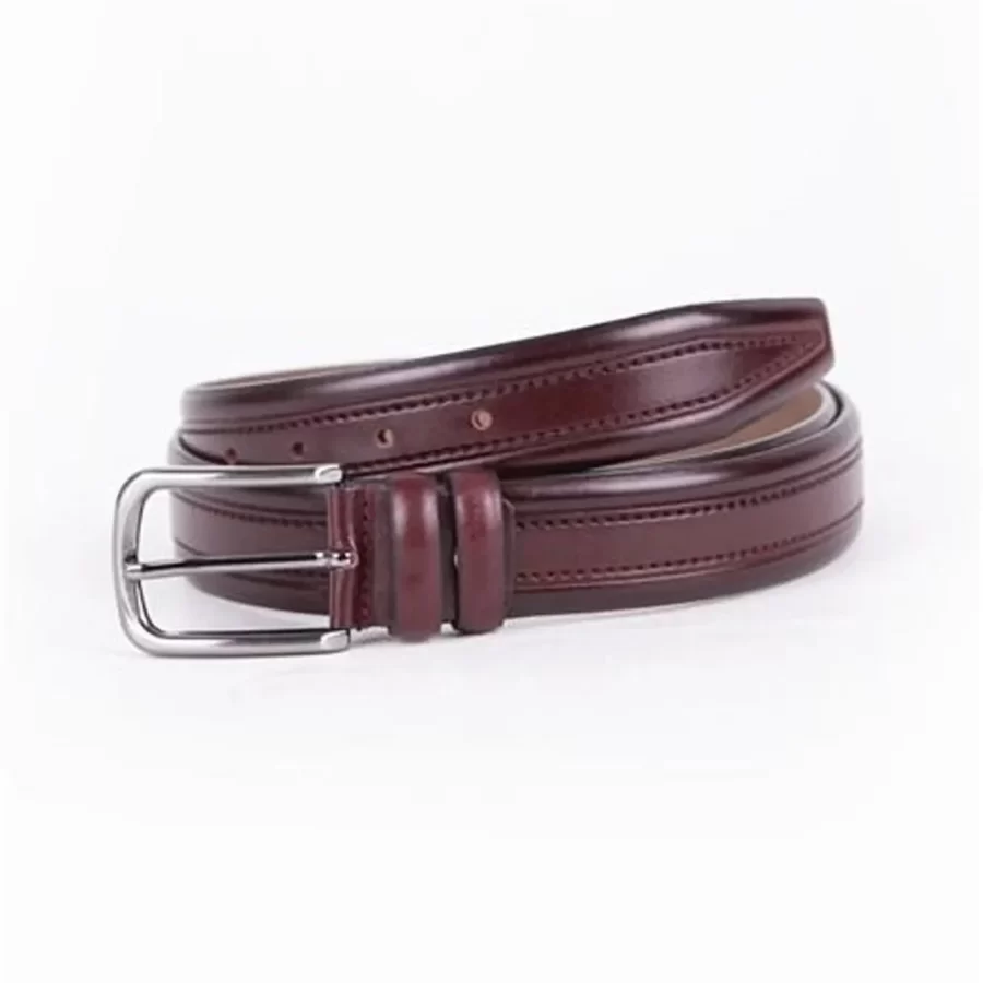Burgundy Mens Belt For Suit Genuine Leather ST01455 10