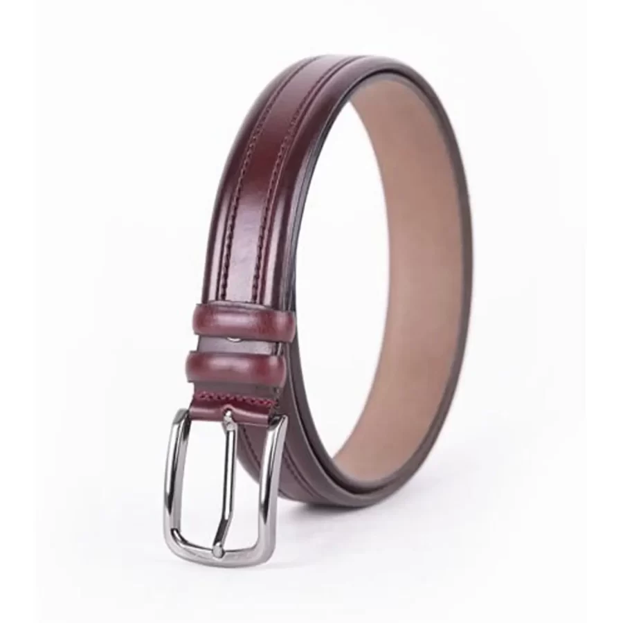 Burgundy Mens Belt For Suit Genuine Leather ST01455 11