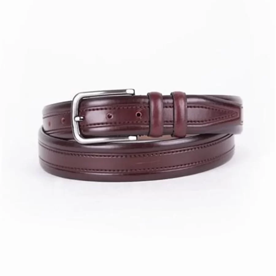 Burgundy Mens Belt For Suit Genuine Leather ST01455 9