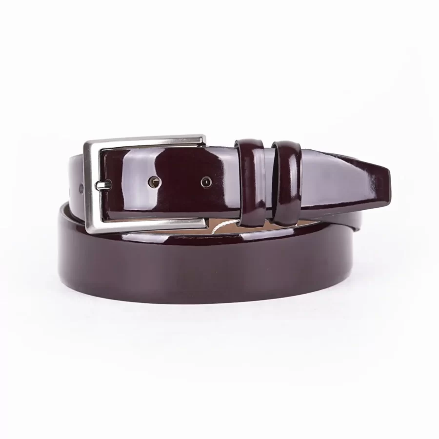 Burgundy Mens Belt For Suit Patent Leather ST0140511 4