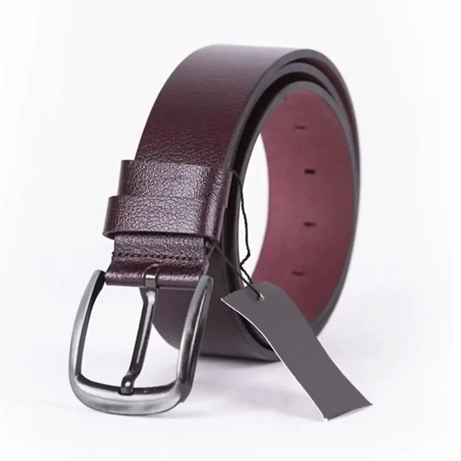 Burgundy Mens Belt Wide Casual Genuine Leather ST00041 15
