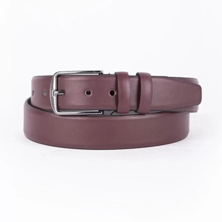 Burgundy Mens Vegan Leather Belt Dress ST00766 1