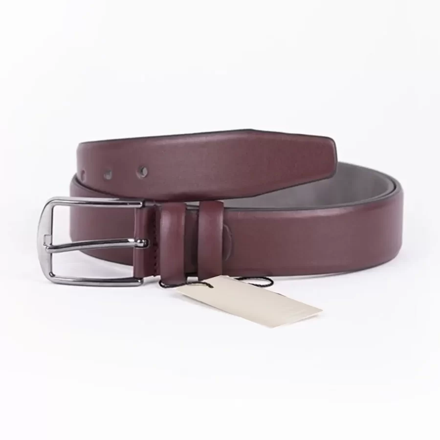 Burgundy Mens Vegan Leather Belt Dress ST00766 2