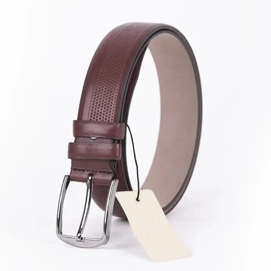 Burgundy Mens Vegan Leather Belt Dress ST00829 9