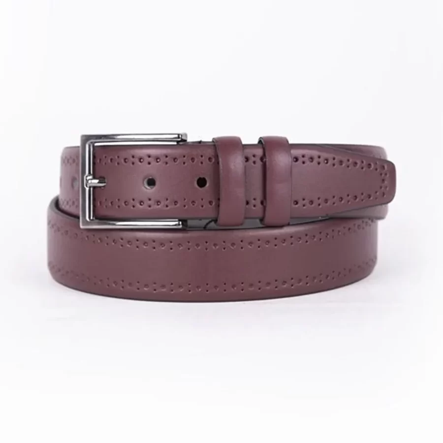 Burgundy Mens Vegan Leather Belt Dress ST00888 1