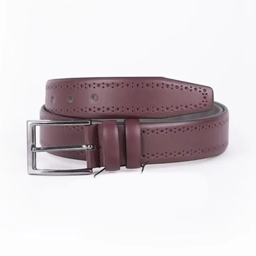 Burgundy Mens Vegan Leather Belt Dress ST00888 2